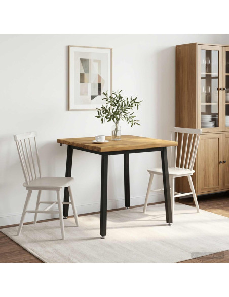 80 x 80 x 75 cm Legno di Acacia Massello Bianco e Nero Quadrato