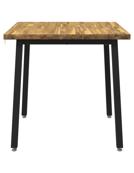 80 x 80 x 75 cm Legno di Acacia Massello Bianco e Nero Quadrato