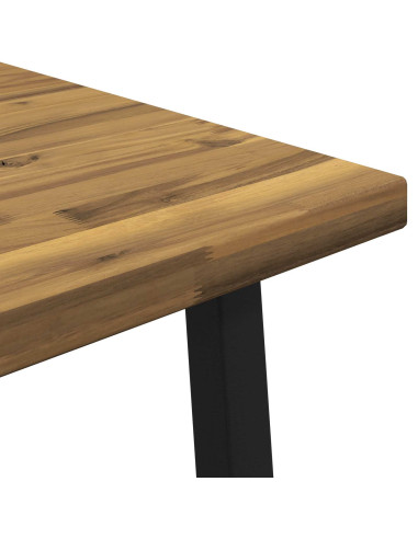 80 x 80 x 75 cm Legno di Acacia Massello Bianco e Nero Quadrato