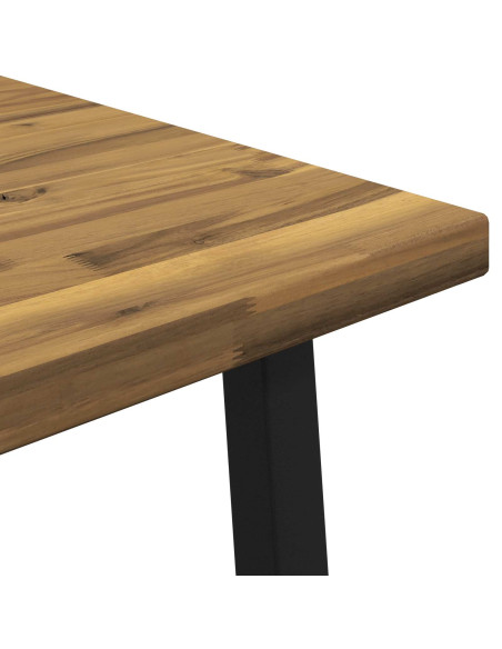 80 x 80 x 75 cm Legno di Acacia Massello Bianco e Nero Quadrato