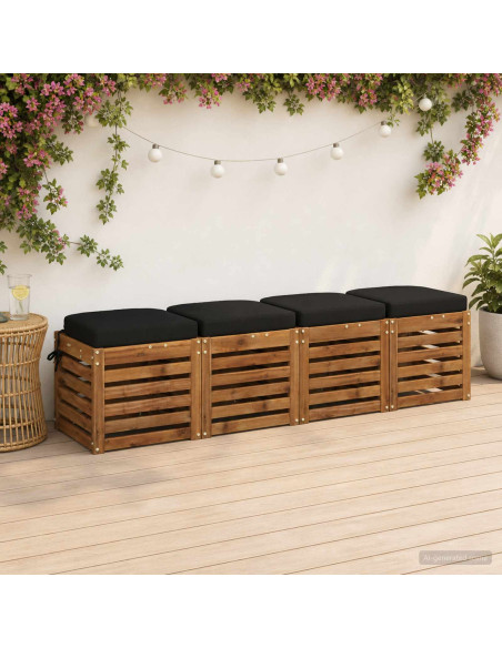 Cuscini per sedile a 4 pezzi SOEST 4 pcs 100% Poliestere Nero