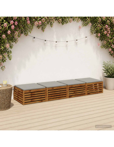 Cuscini per Sedia in 4 Pezzi SOEST 4 pz 100% Poliestere Grigio