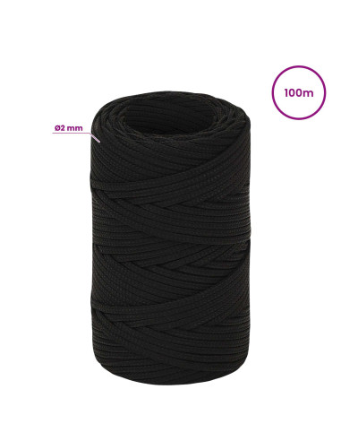 Corda multiuso 2 mm 100 m Nero Poliestere 50 kg Carico massimo