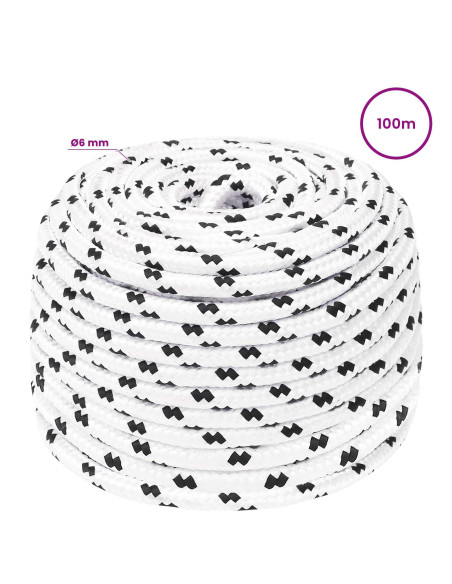 Corda multiuso 6 mm 100 m Bianco Poliestere