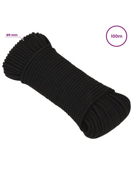 Corda multiuso 5 mm 100 m Nero Poliestere 300 kg Carico massimo