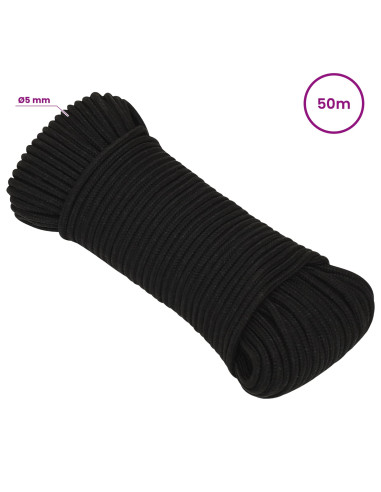 Corda multiuso 5 mm 50 m Nero Poliestere 300 kg Carico massimo