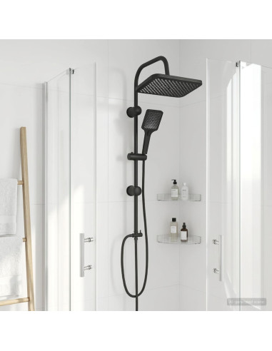 Sistema doccia con soffione Nero 48 x 30 x 100 cm Acciaio Inox