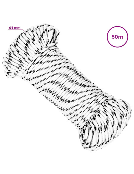 Corda multiuso 5 mm 50 m Bianco Poliestere