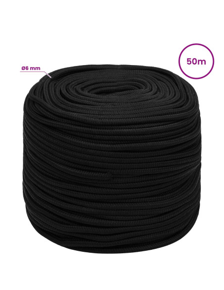 Corda multiuso 6 mm 50 m Nero Poliestere 500 kg Carico massimo