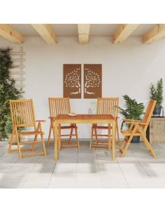 Set da Pranzo per Giardino 5 pz in Legno Massello di Acacia