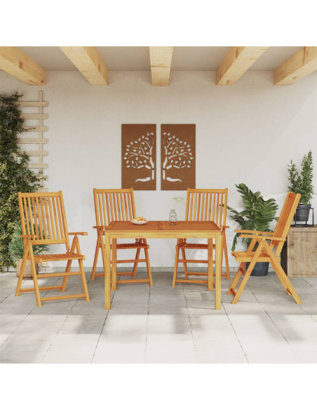 Set da Pranzo per Giardino 5 pz in Legno Massello di Acacia