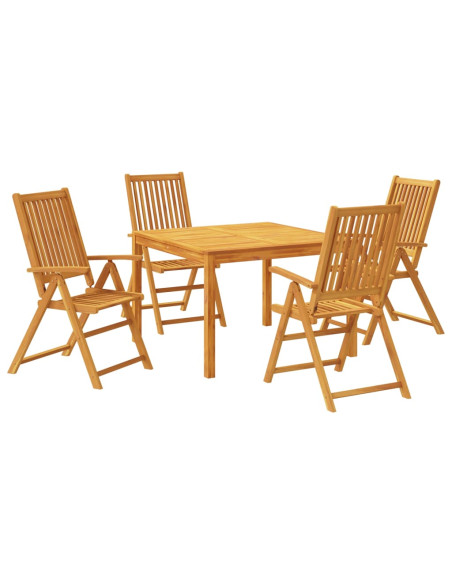 Set da Pranzo per Giardino 5 pz in Legno Massello di Acacia