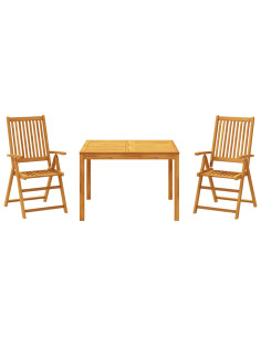 Set da Pranzo per Giardino 3 pz in Legno Massello di Acacia 2