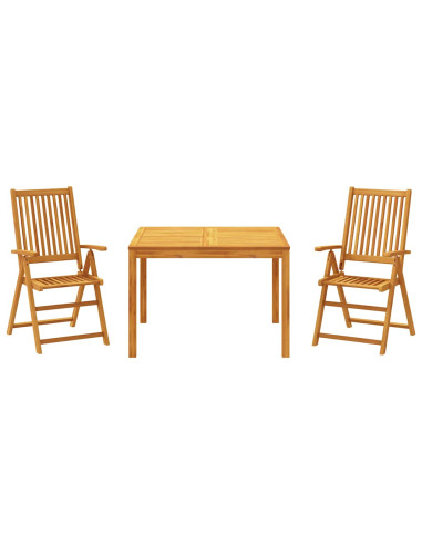 Set da Pranzo per Giardino 3 pz in Legno Massello di Acacia