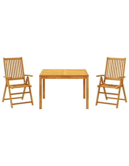 Set da Pranzo per Giardino 3 pz in Legno Massello di Acacia