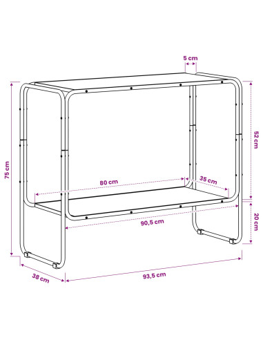 Credenza Legno antico 93.5 x 38 x 75 cm Legno ingegnerizzato