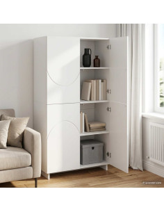 Credenza Bianco Lucido 79 x 41 x 151 cm Legno ingegnerizzato