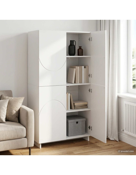 Credenza Bianco Lucido 79 x 41 x 151 cm Legno ingegnerizzato