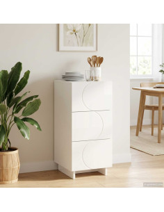 Credenza Bianco Lucido 33,5 x 34,5 x 75 cm Legno ingegnerizzato