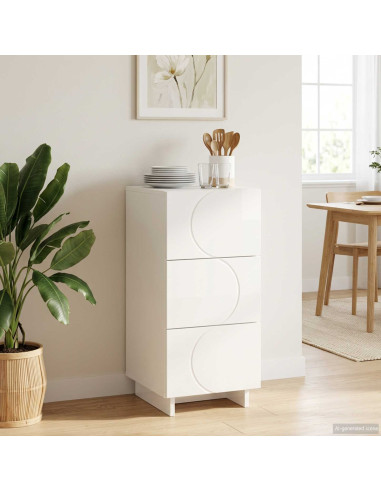 Credenza Bianco Lucido 33,5 x 34,5 x 75 cm Legno ingegnerizzato
