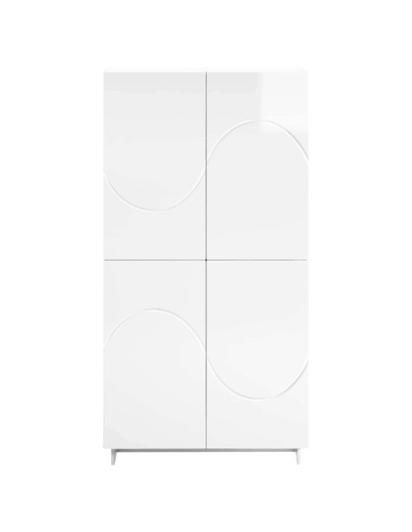 Credenza Bianco Lucido 79 x 41 x 151 cm Legno ingegnerizzato