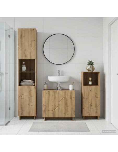 Set mobili da bagno 2 pz Rovere Artigianale