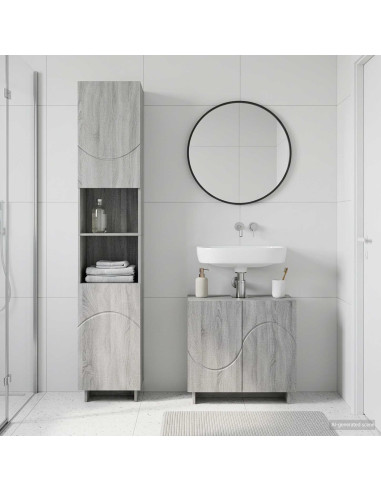 Set mobili da bagno 2 pz Sonoma grigio Legno ingegnerizzato