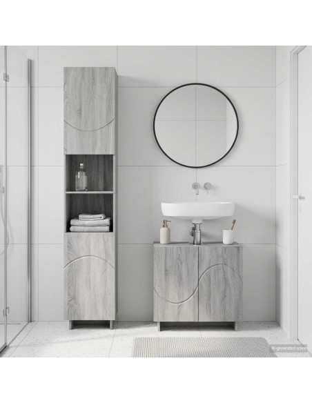 Set mobili da bagno 2 pz Sonoma grigio Legno ingegnerizzato