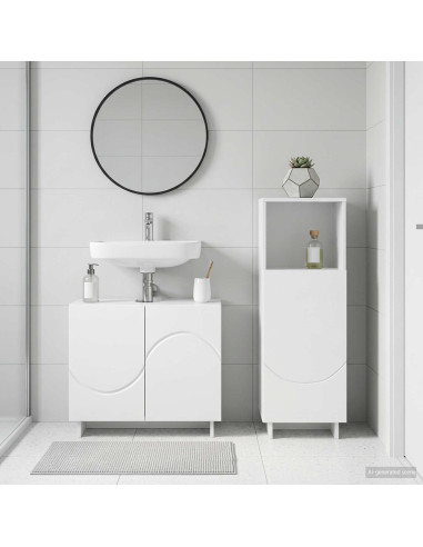 Set mobili da bagno 2 pz Bianco Legno ingegnerizzato