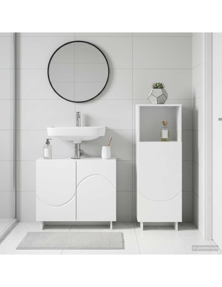 Set mobili da bagno 2 pz Bianco Legno ingegnerizzato