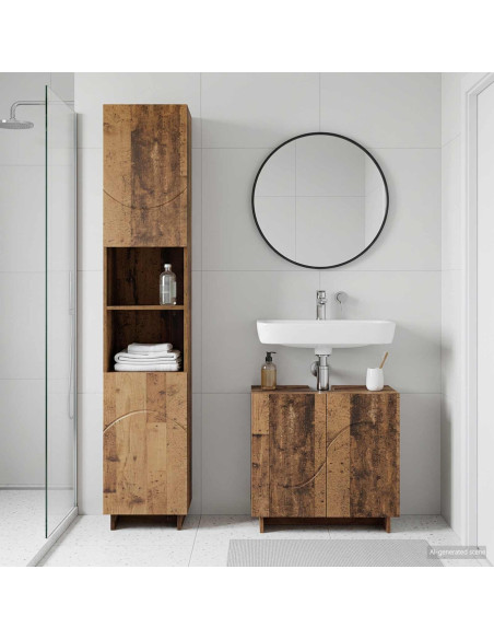 Set mobili da bagno 2 pz Legno antico Legno ingegnerizzato