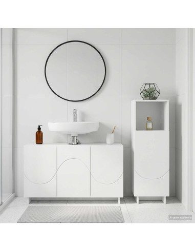 Set mobili da bagno 2 pz Bianco Legno ingegnerizzato