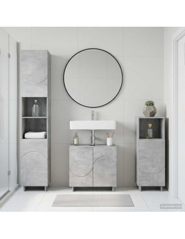 Set mobili da bagno 2 pz Grigio Cemento Legno ingegnerizzato