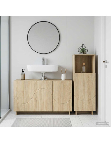 Set mobili da bagno 2 pz Rovere Sonoma Legno ingegnerizzato