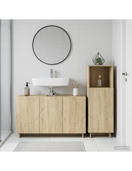 Set mobili da bagno 2 pz Rovere Sonoma Legno ingegnerizzato