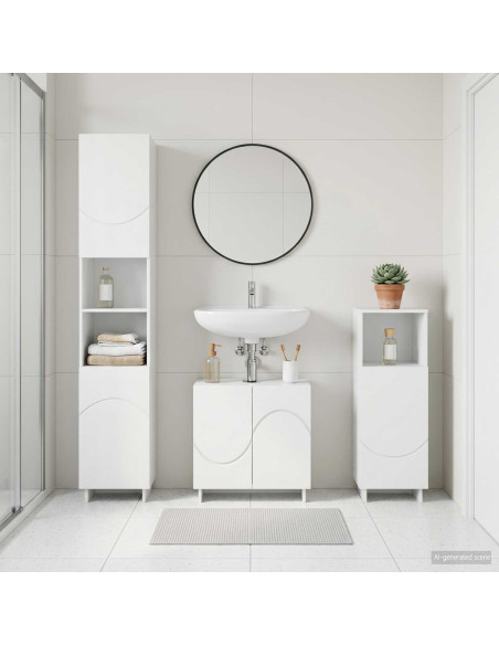 Set mobili da bagno 3 pz Bianco Legno ingegnerizzato