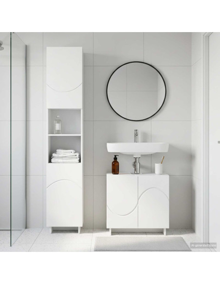 Set mobili da bagno 2 pz Bianco Legno ingegnerizzato