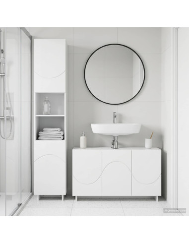 Set mobili da bagno 2 pz Bianco Legno ingegnerizzato