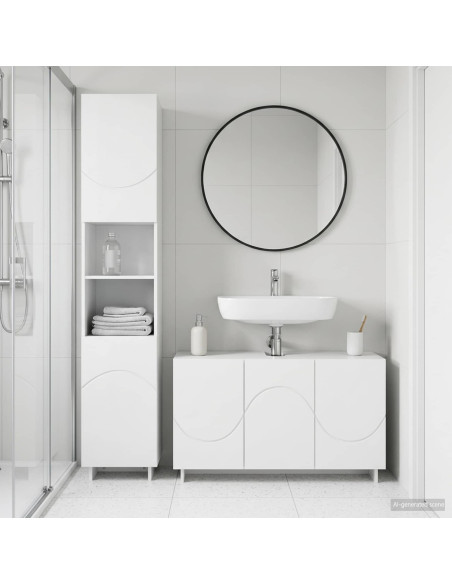 Set mobili da bagno 2 pz Bianco Legno ingegnerizzato