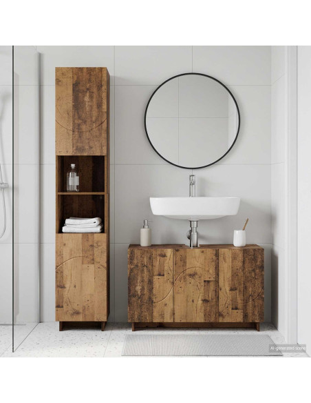 Set mobili da bagno 2 pz Legno antico Legno ingegnerizzato