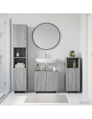 Set mobili da bagno 2 pz Sonoma grigio Legno ingegnerizzato