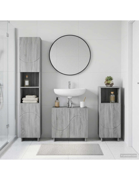 Set mobili da bagno 2 pz Sonoma grigio Legno ingegnerizzato