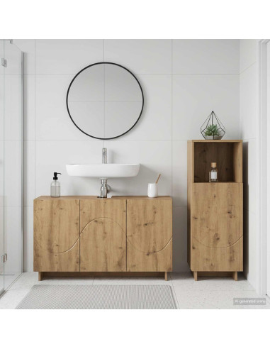 Set mobili da bagno 2 pz Rovere Artigianale