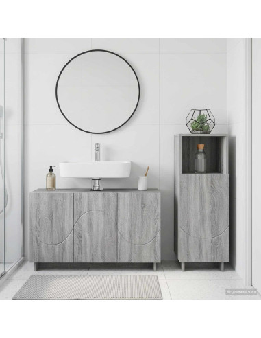 Set mobili da bagno 2 pz Sonoma grigio Legno ingegnerizzato
