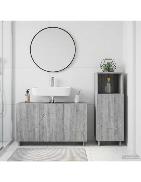 Set mobili da bagno 2 pz Sonoma grigio Legno ingegnerizzato