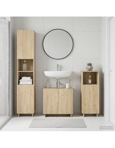 Set mobili da bagno 2 pz Rovere Sonoma Legno ingegnerizzato