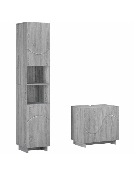 Set mobili da bagno 2 pz Sonoma grigio Legno ingegnerizzato