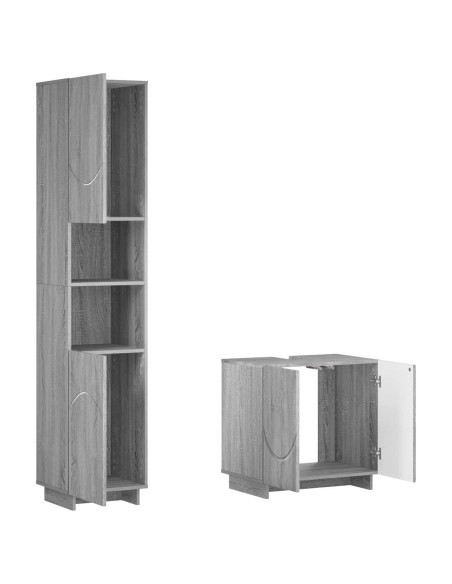 Set mobili da bagno 2 pz Sonoma grigio Legno ingegnerizzato