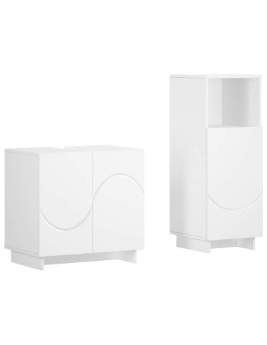 Set mobili da bagno 2 pz Bianco Legno ingegnerizzato