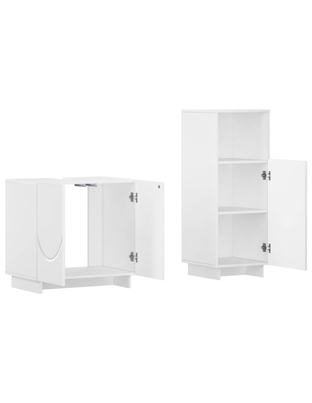 Set mobili da bagno 2 pz Bianco Legno ingegnerizzato